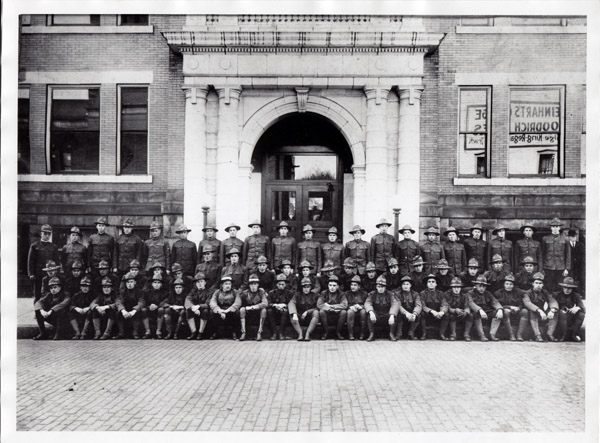 Company K Soldiers in front of old City Hall, 1917 Collection of the Massillon Museum (82.48)